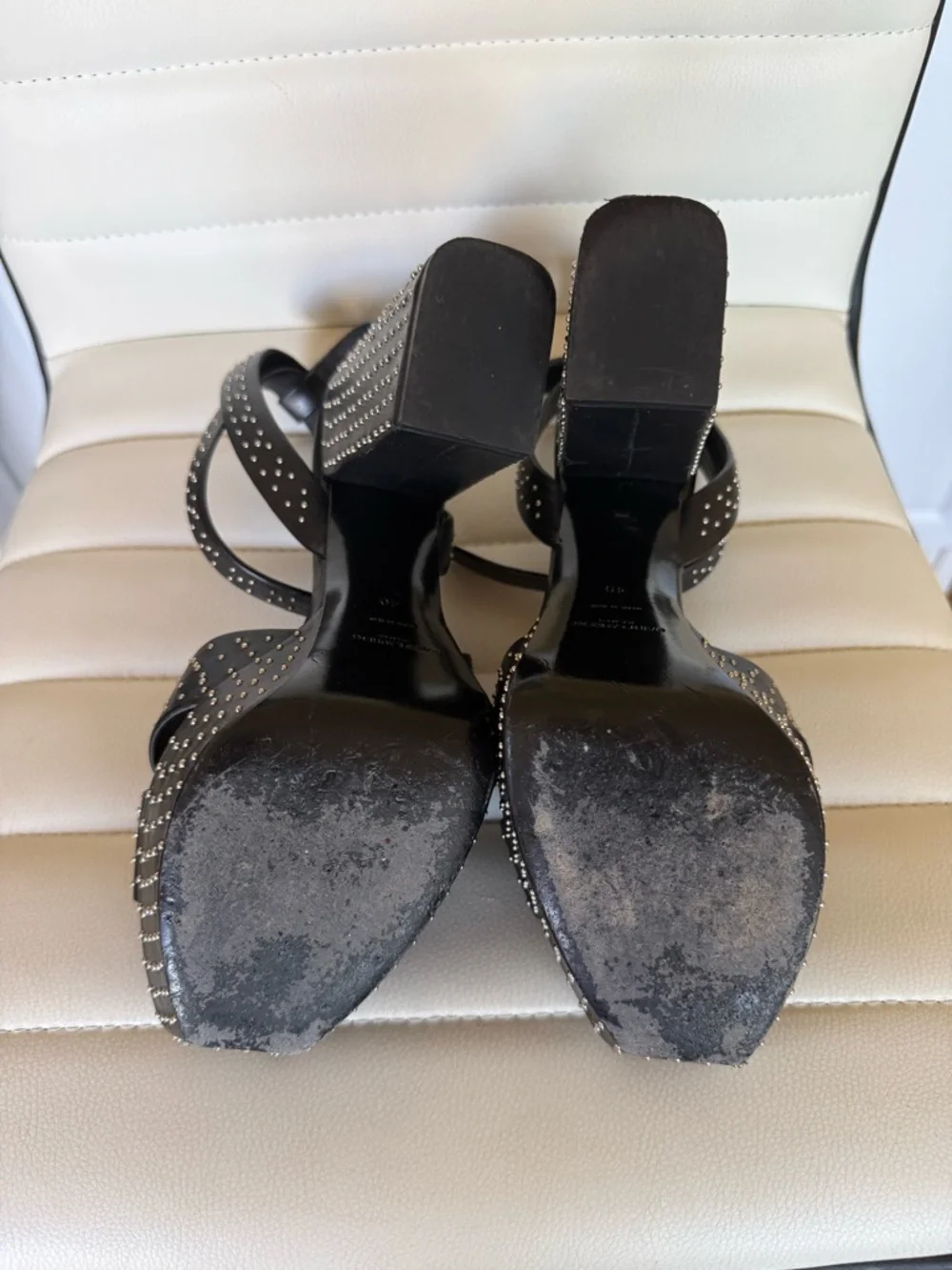 Saint Laurent Black Studded Platform Heels - Picture 5 of 6